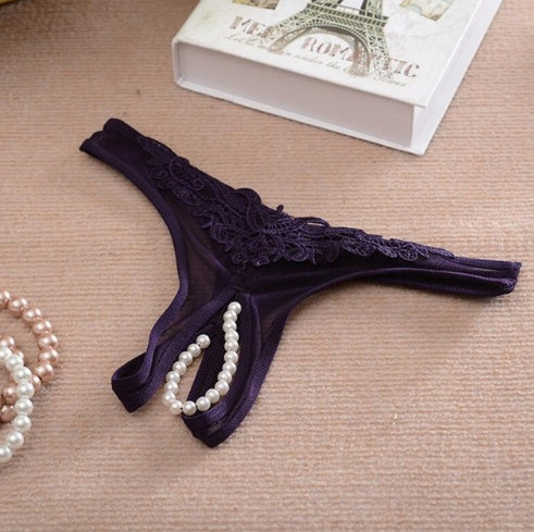 Low Rise Woman Panties, Lace  Crotch String Bead Massage Temptation Briefs Ondergoed Ladies, Erotic Lingerie Sexy Underwear