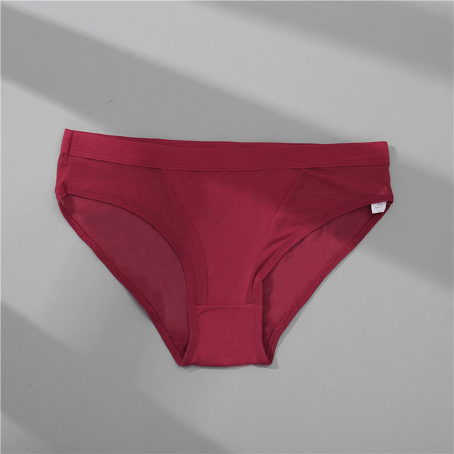 Low Waist Mesh Solid Color Briefs
