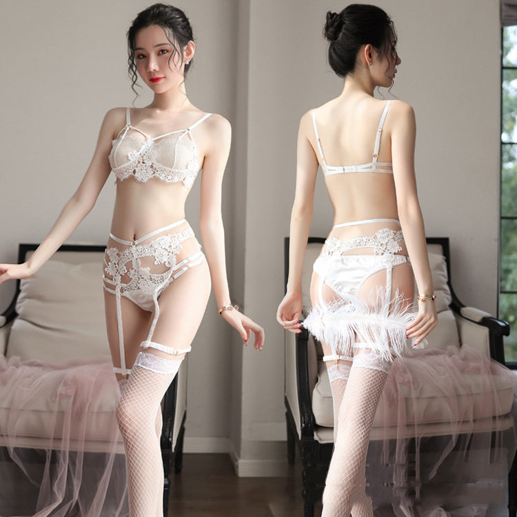 Water-Soluble Lace Bikini Garter Belt Sexy Inner Clothes