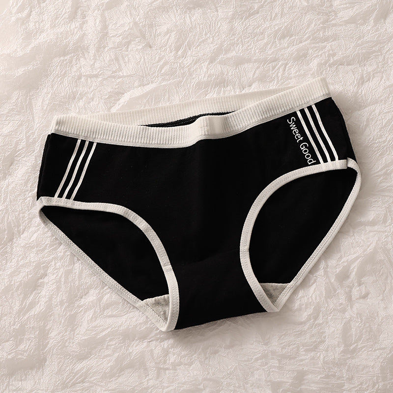 Women's Cotton Mid Waist Traceless Sexy Underpants Girls Triangle Shorts