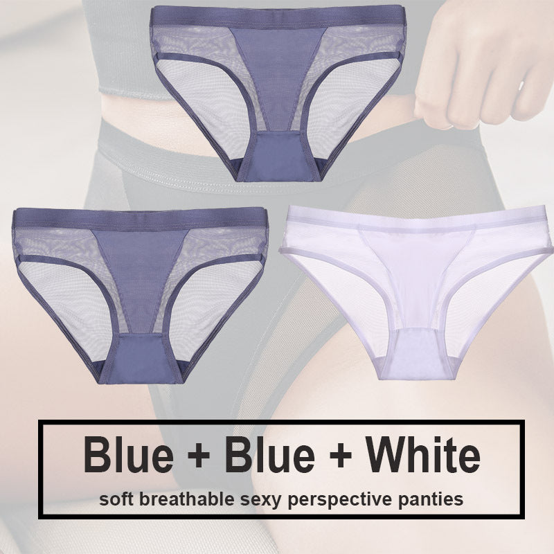 Low Waist Mesh Solid Color Briefs