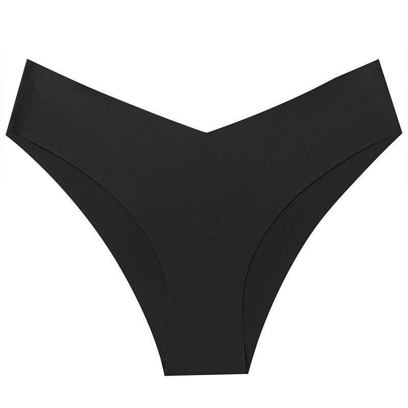 Ice Silk Seamless Women's Fashion V-cut Briefs Solid Color Breathable Fabric