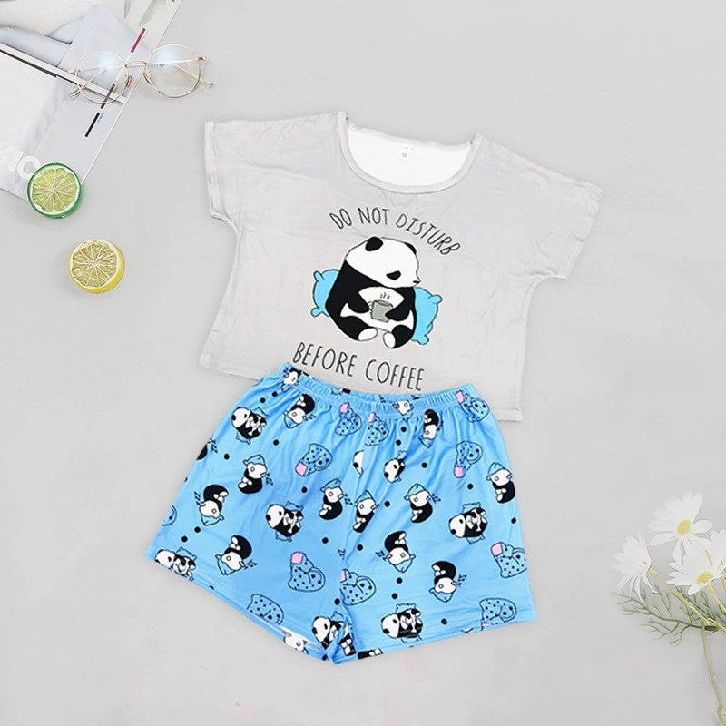 Ladies Vest Short Sleeve Shorts Cotton Pajama Set