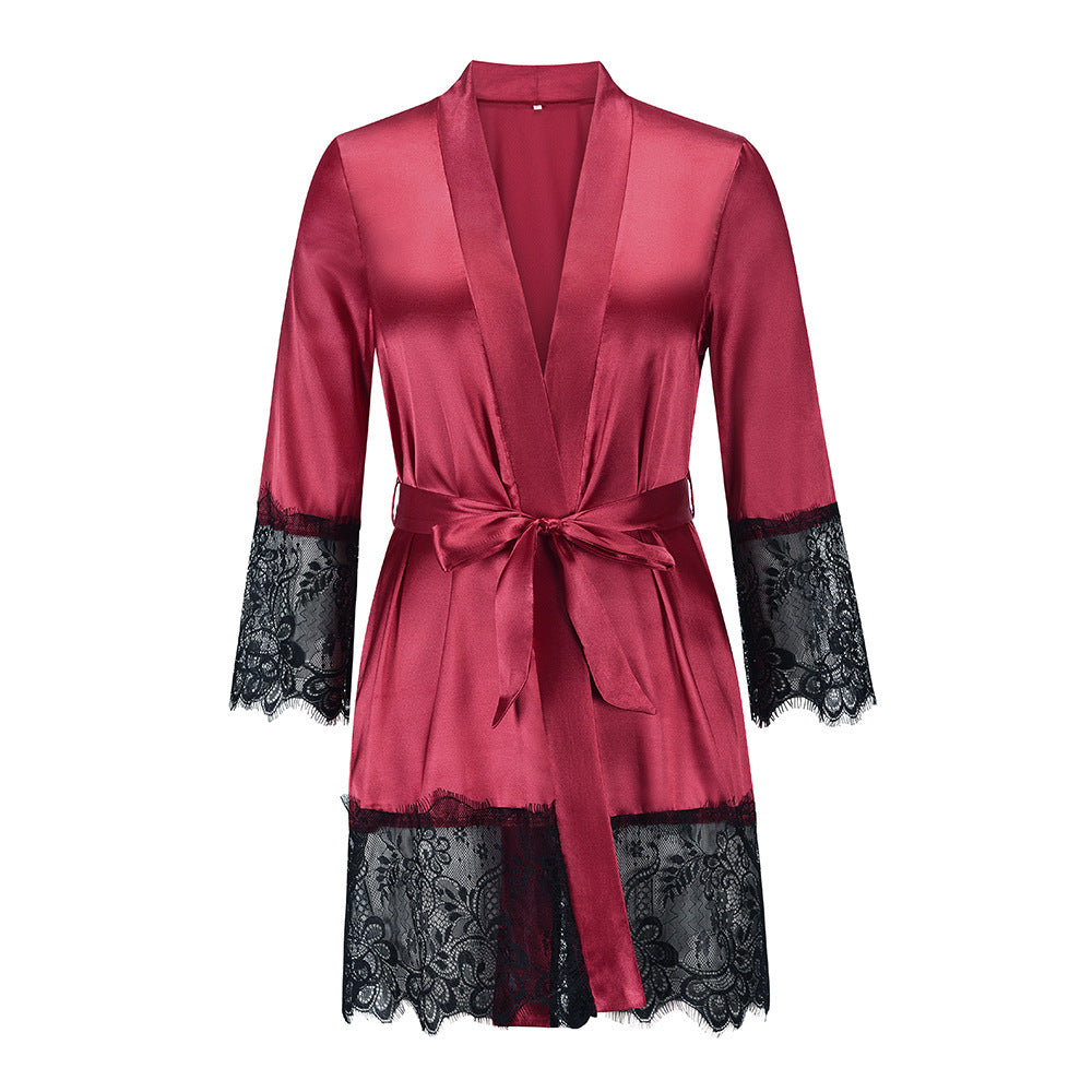 Pajama dress long-sleeved lace gown