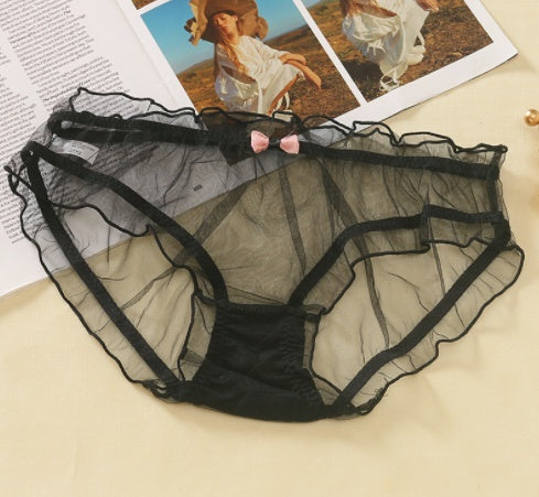 Full Transparent Bag Hip Low Waist Solid Color Mesh Girl Underwear