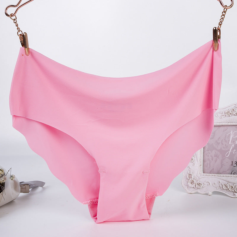 Ice Silk Seamless Wavy Edge Sexy Candy Color Panties