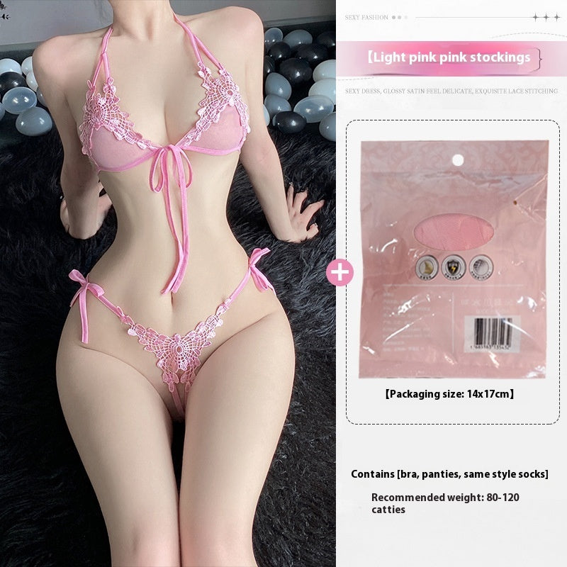 Sexy Lingerie Sexy Three-point Small Breast Size Exaggerating Bra Pure Desire Style Uniform Suit
