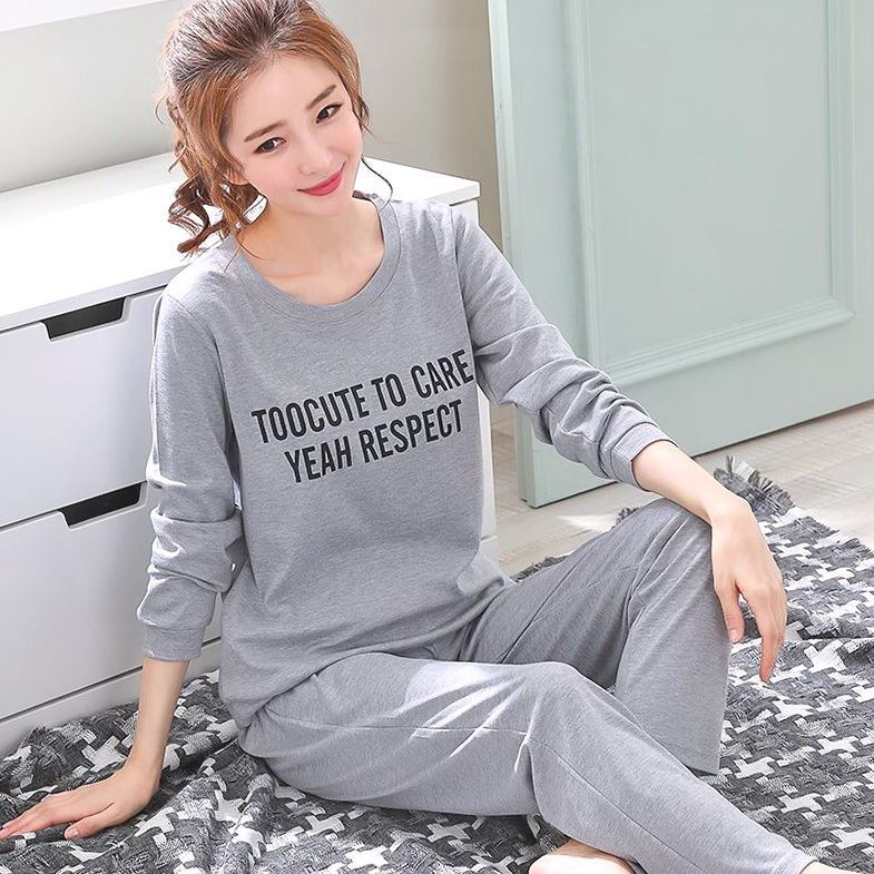 Loose Long-sleeved Two-piece Home Women's Pajamas Homewear Suit