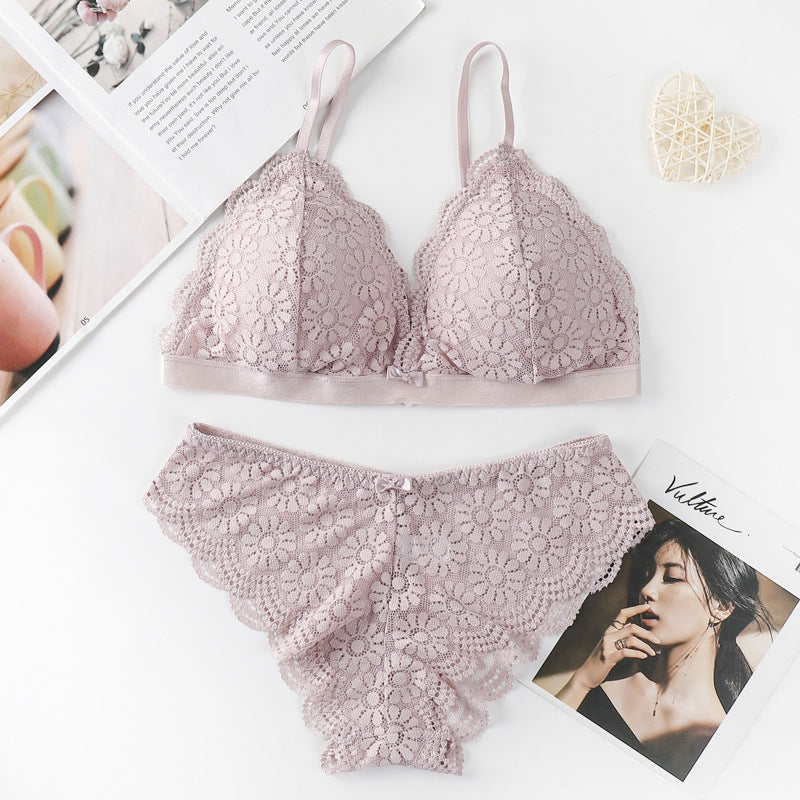 Detachable And Detachable Triangle Cup Gathers Two-piece Underwear Without Steel Ring
