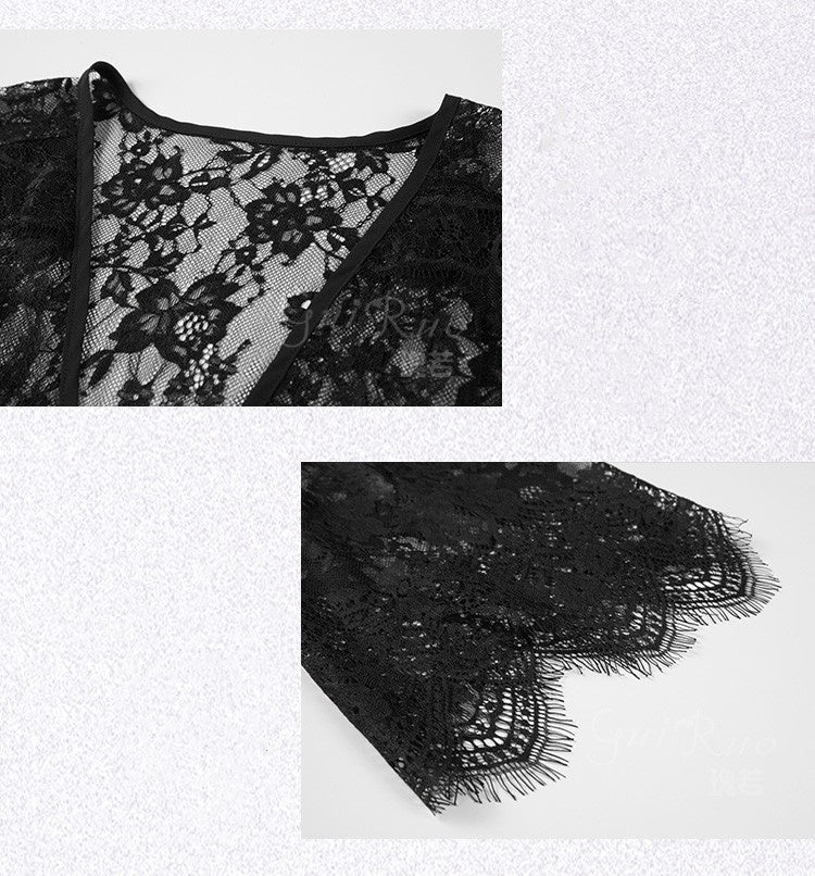 Transparent Lace Thin Pajamas Gathered Together