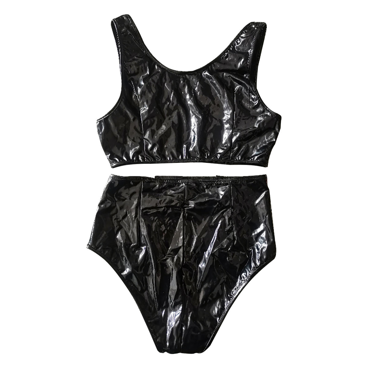 Patent Leather Split Strapping Set Two Pieces