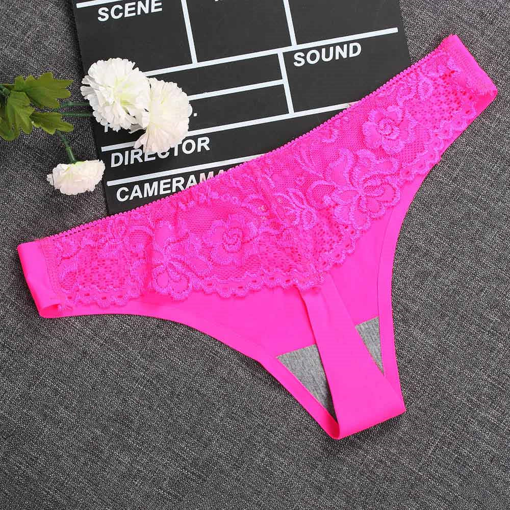 Front ice silk back lace thong
