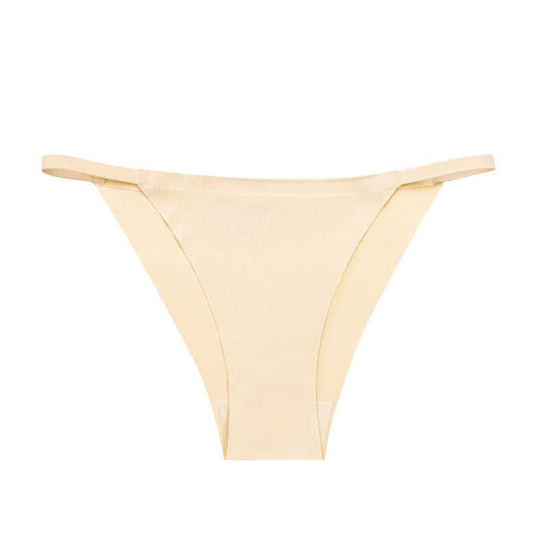 Pure Desire Low Waist Ice Silk Seamless Panties Women's Half Sheath Bikini Sexy Strip Grinding