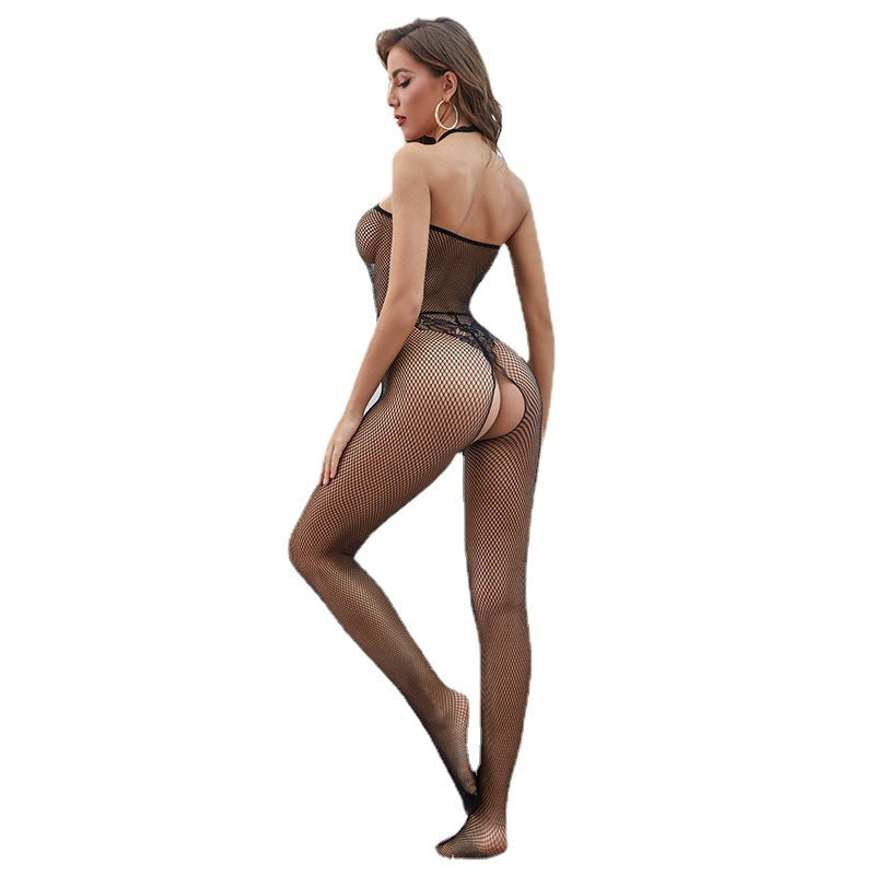 Yue Die Neckline Lace Backless Halter Jacquard Sexy Seduction Underwear