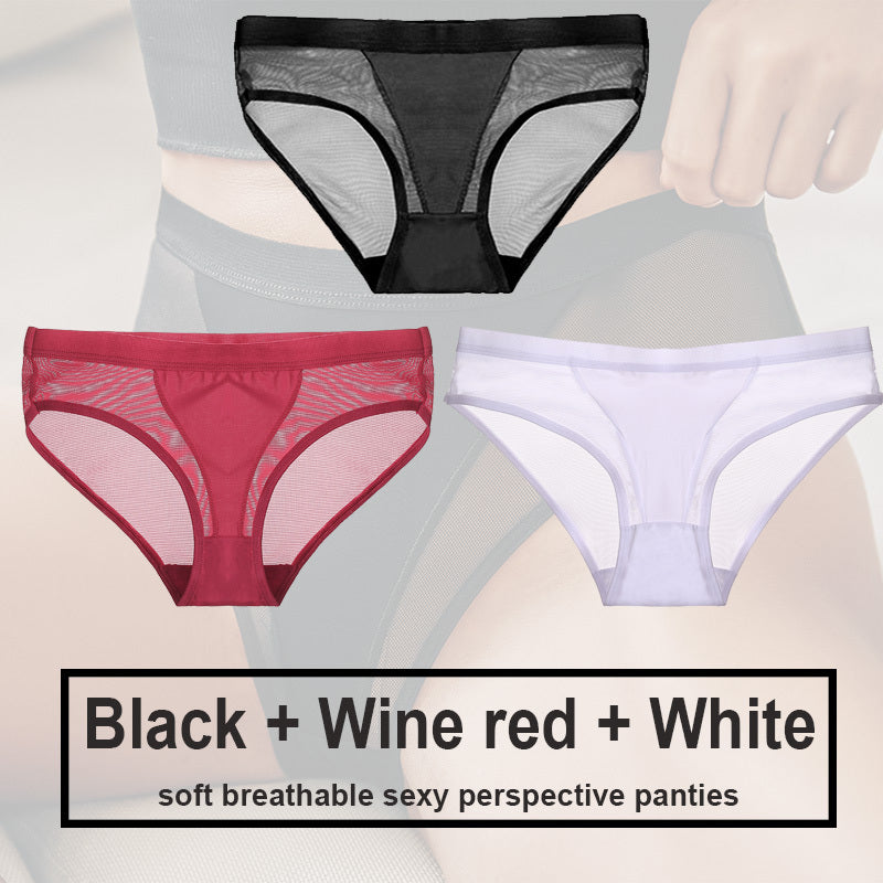 Low Waist Mesh Solid Color Briefs
