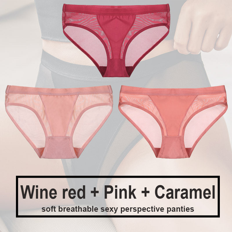 Low Waist Mesh Solid Color Briefs