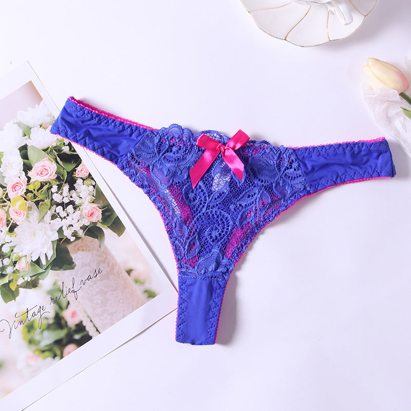 Lace Thong Women's Perspective Low Waist Cotton Briefs