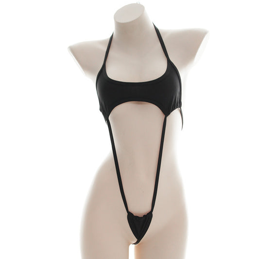 Semi-permeable One-Piece Bikini Set Lace-up Swimsuit Ladies Sexy Lingerie