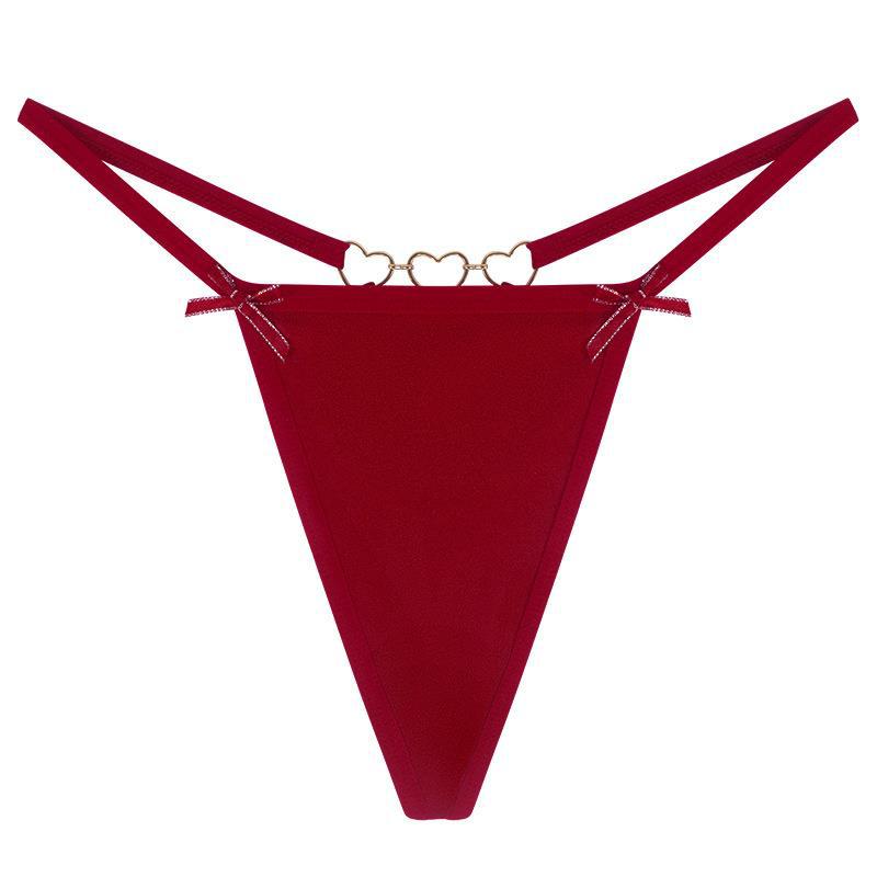 Women's T-back Love Chain Bow Low Waist Seamless Underwear