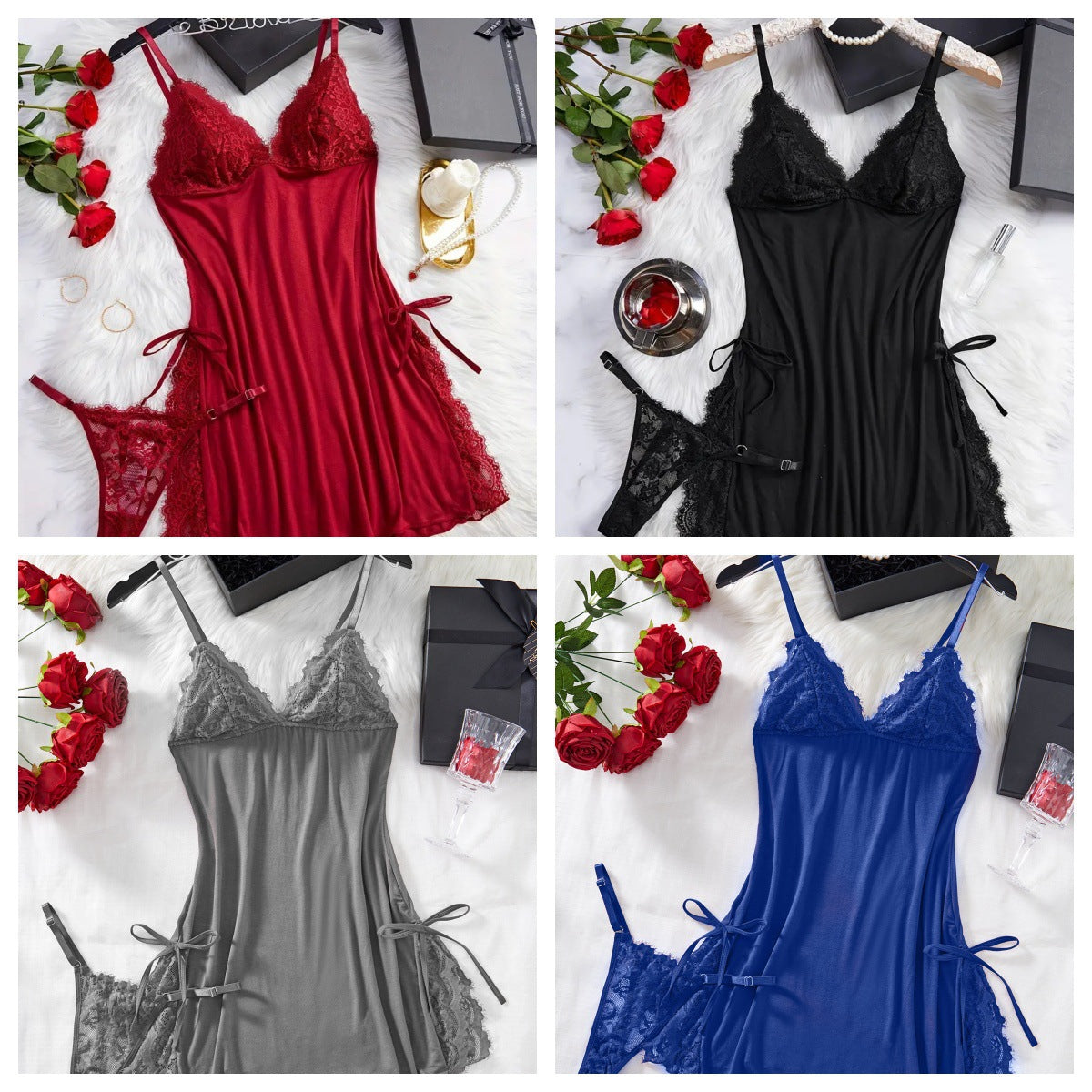 Women's Solid Color Lace Simple Home Skirt