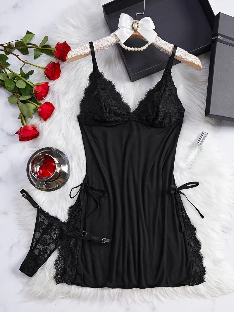 Women's Solid Color Lace Simple Home Skirt