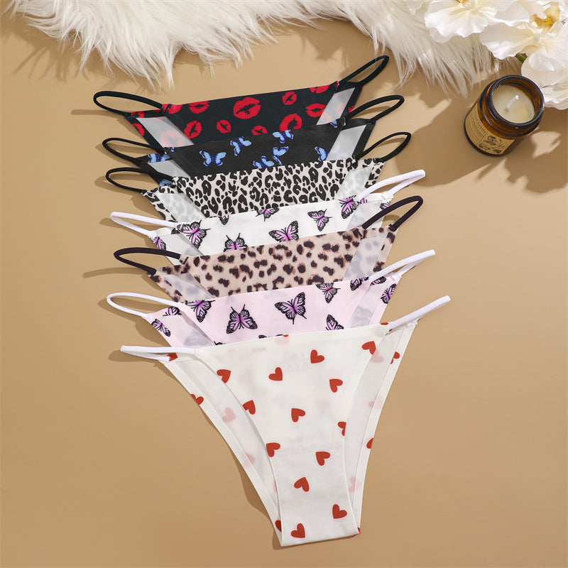 Women's Leopard Print Ice Silk Low Waist Briefs