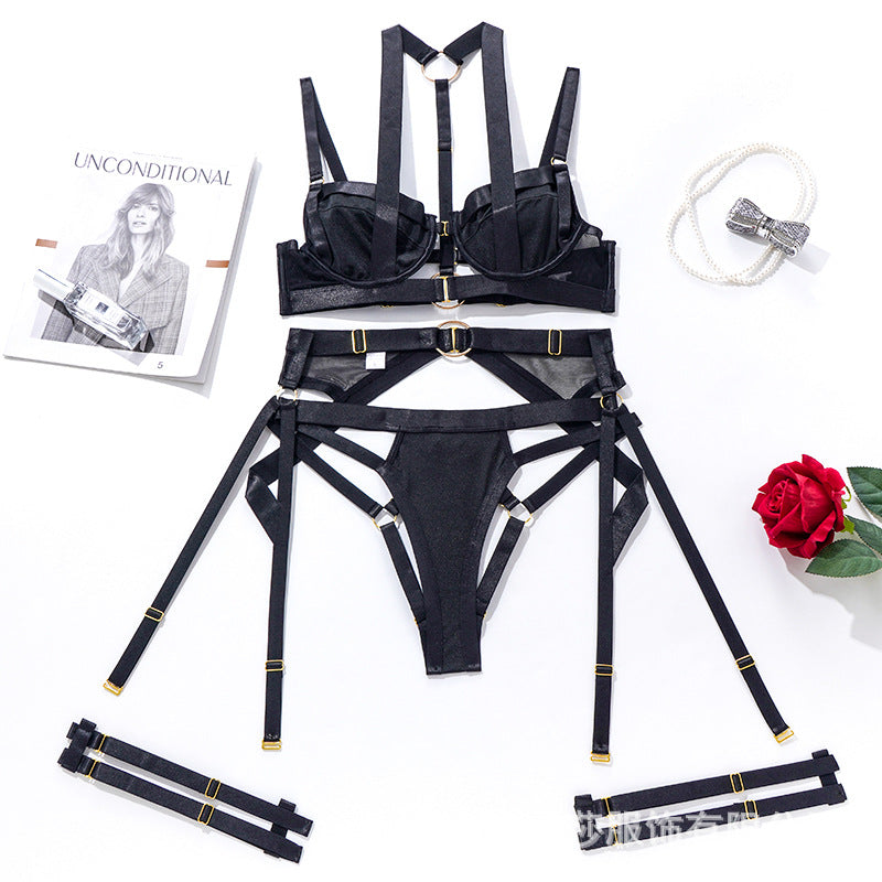 Lace Up Cross Underwear Body Shaping Two-piece Suits