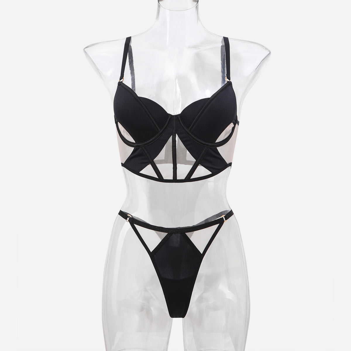Glossy Mesh Hollow French Underwear Women
