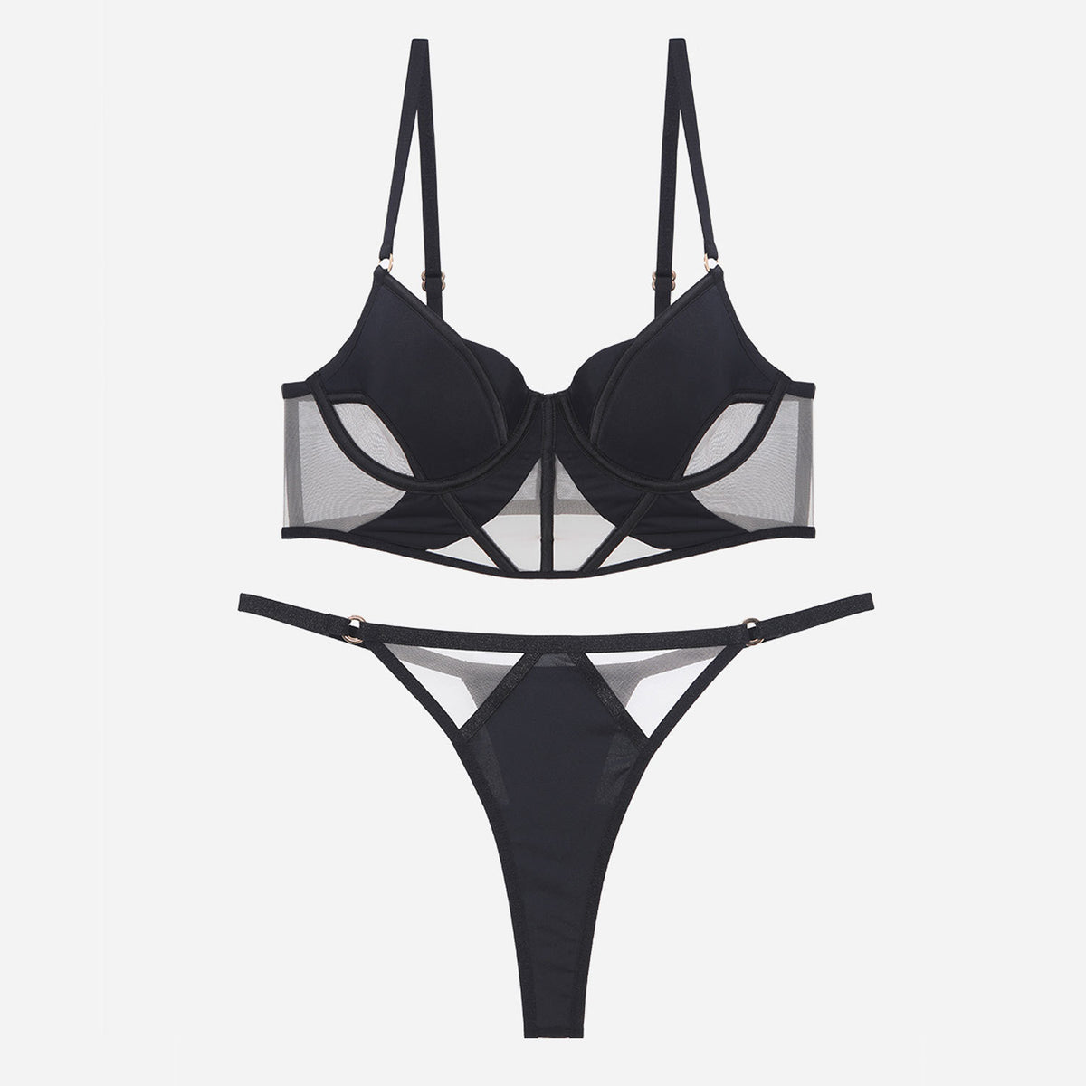Glossy Mesh Hollow French Underwear Women