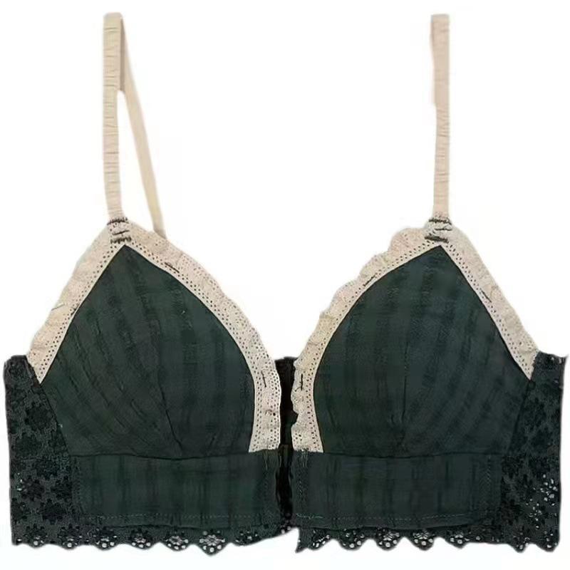 Small Chest Push Up Wireless Front Button Underwear For Women