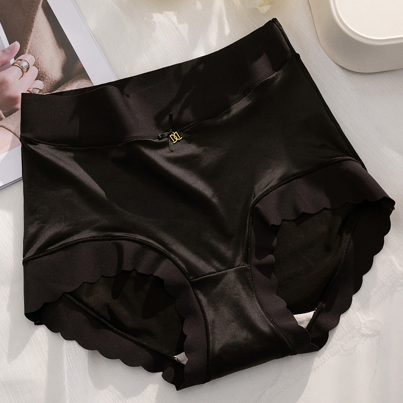 Mid-High Waist Light Luxury Women's Elastic Satin Silky Comfortable Seamless Underwear Mulberry Silk