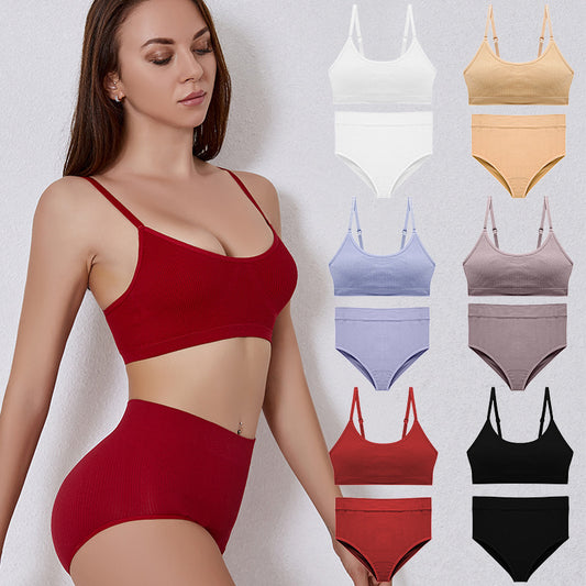 Women's No Steel Ring Bottoming Camisole Push Up Bra Set
