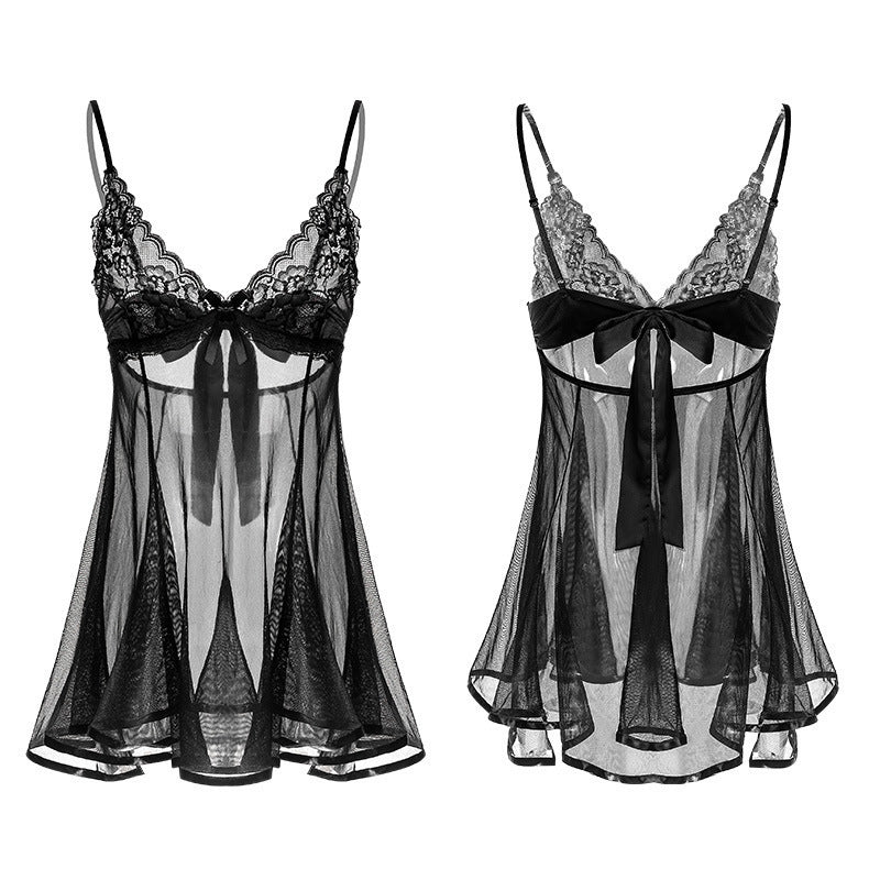 Cute Nightdress Small Breast Size Exaggerating Bra See-through Teasing Uniform Suit