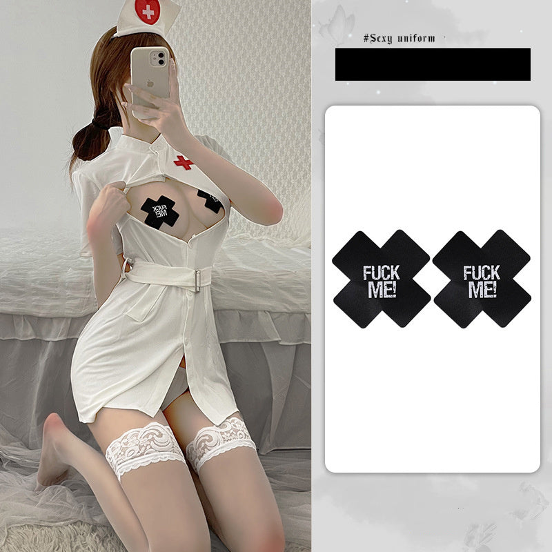 Nurse Uniform Temptation Exposed Breasts Small Breasts Big Girl