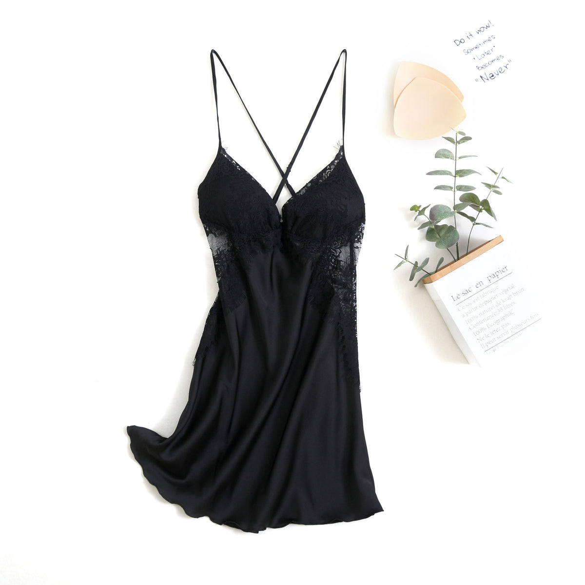 Fashion Side Waist Lace Silk Suspender Skirt Pajamas