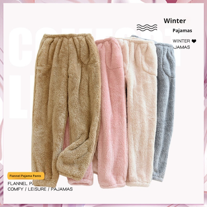 Loose Leg Shaping Thickened Fleece-lined Women's Pajama Pants