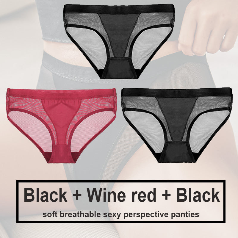 Low Waist Mesh Solid Color Briefs