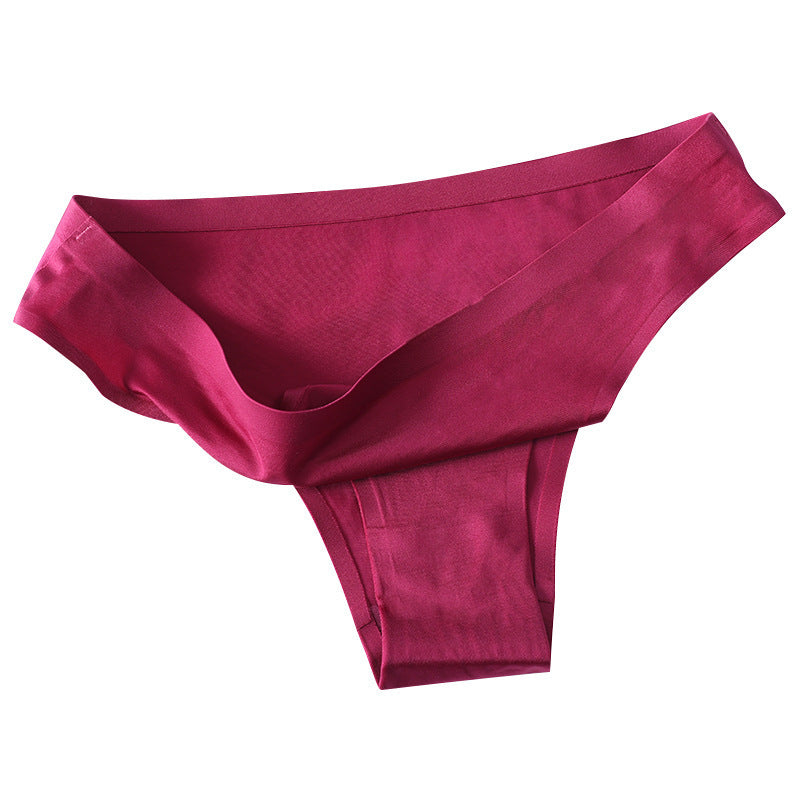Underwear Women's Ice Silk Seamless Low Waist  One Piece Large Size Cotton Briefs