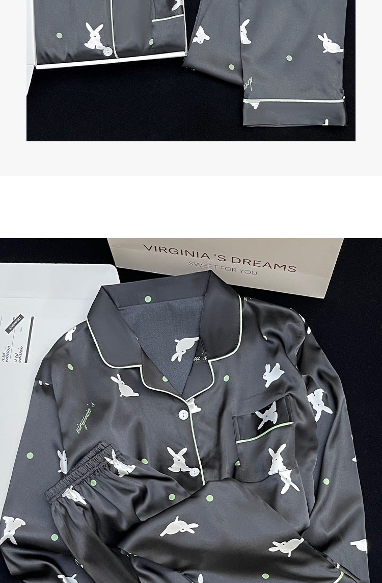Women's Korean-style Ins Cute Lapel Long-sleeved Pajamas