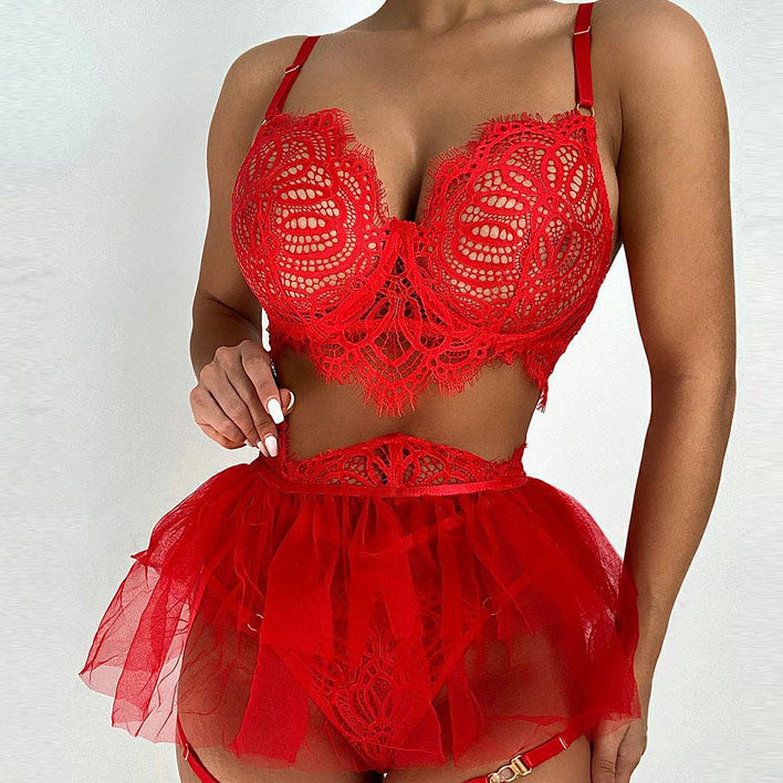 Women's Fashion Simple Lace Mesh Underwear Suit