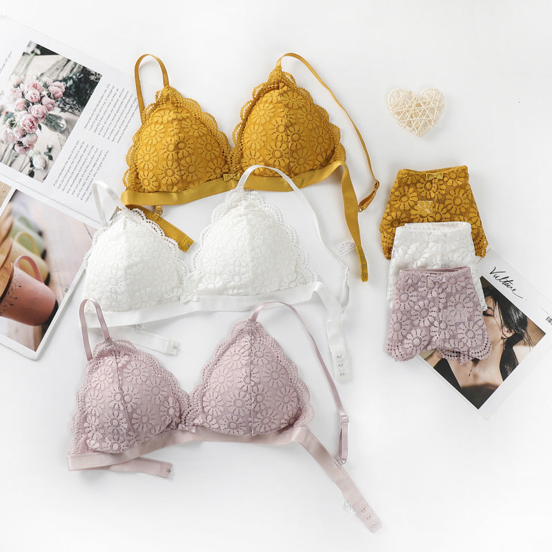 Detachable And Detachable Triangle Cup Gathers Two-piece Underwear Without Steel Ring