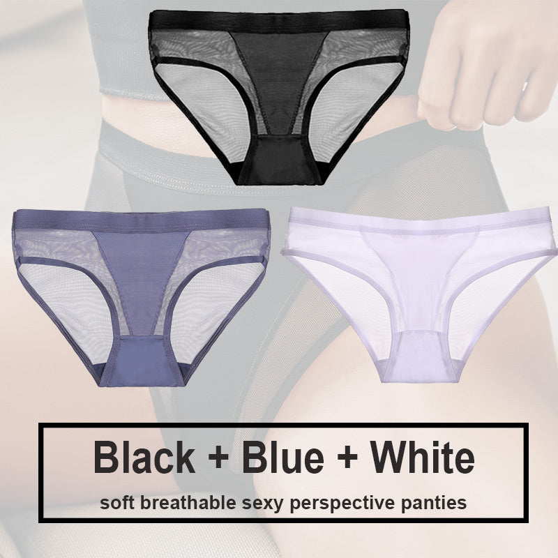 Low Waist Mesh Solid Color Briefs