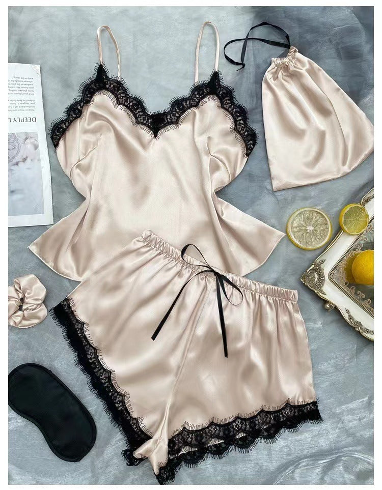 Women's Thin With Shoulder-straps Pajamas Can Be Twinset Outfit Homewear