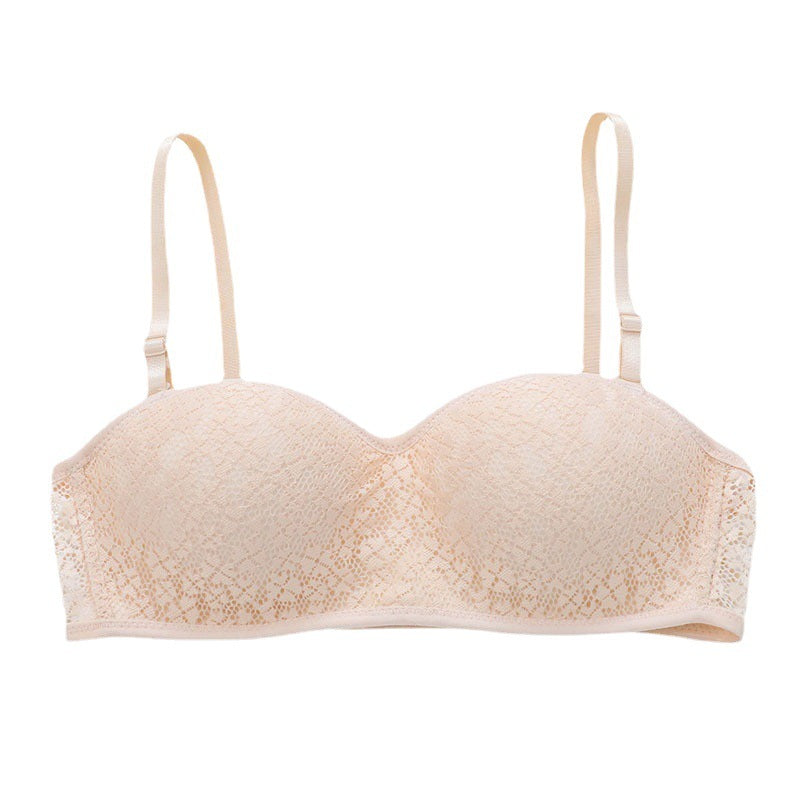 Underwear Lace Green Girl Seamless Gathering Bra Without Steel Ring
