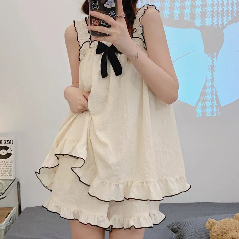 Simple Cute Women's Pajamas Bubble Cotton Homewear