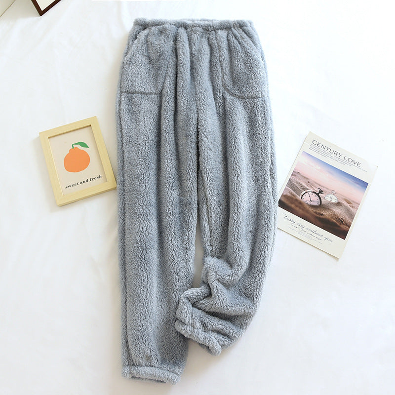 Loose Leg Shaping Thickened Fleece-lined Women's Pajama Pants