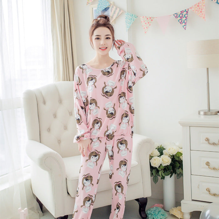 Ladies Casual Round Neck Pajamas Sweet And Cute Home Service Suit