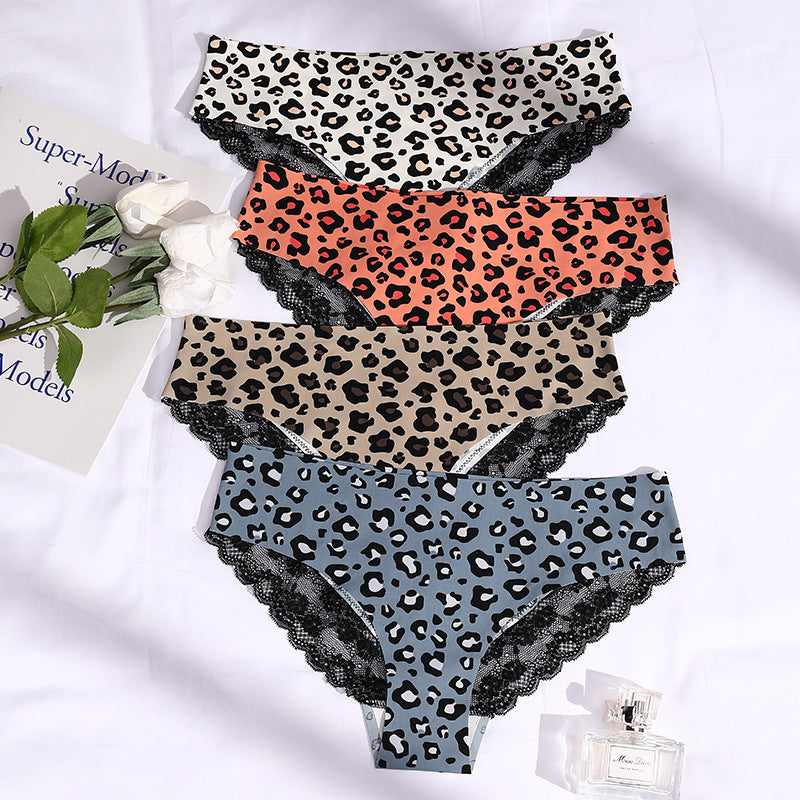 Ladies Lace Leopard Print Underwear Without Trace