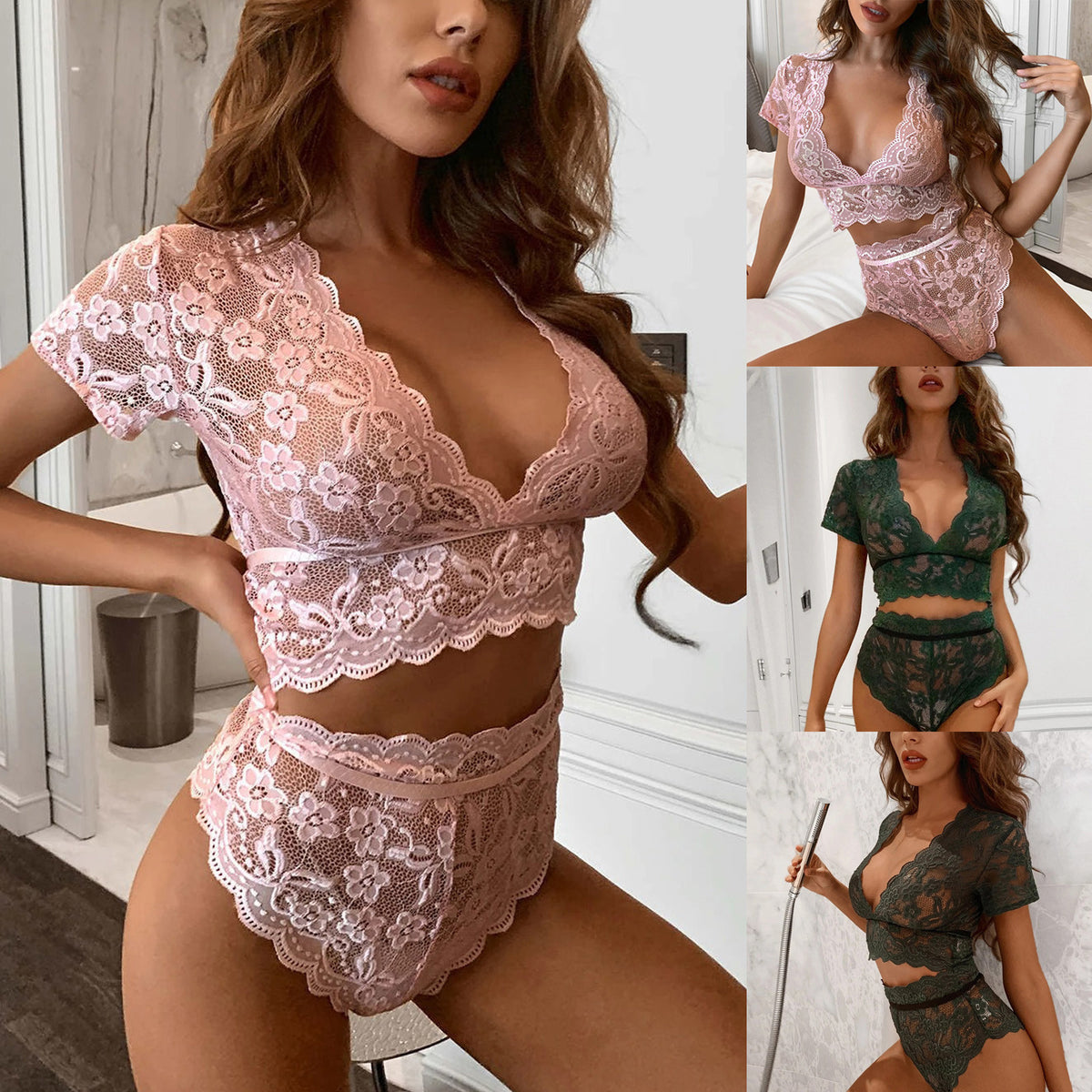 Women's Lace Lace Temptation Large Size Three-point High-waist Panties