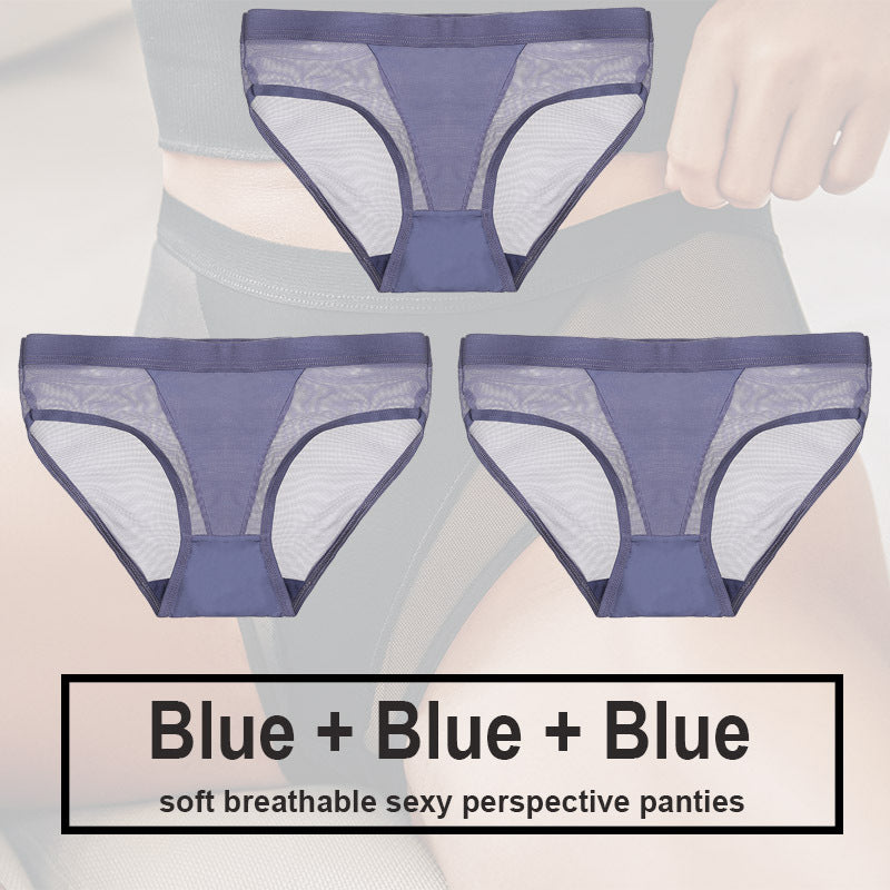 Low Waist Mesh Solid Color Briefs
